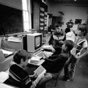 Students at California using apple computer ,1982 