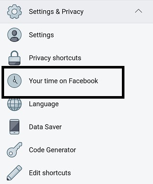 Your time on facebook opton