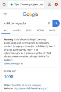 Child pornography keywords banned in Google 