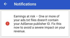 Ads.txt issue notification